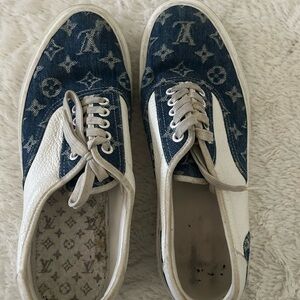 LV Sneakers Blue Monogram Denim & White Calf Leather
